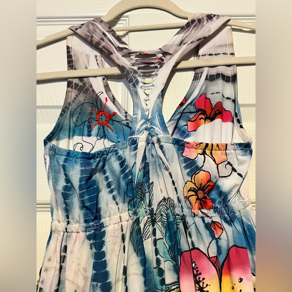 Spy Zone Exchange XS Blue floral beach tank Floral Sleeveless Dress Multicolor - Picture 7 of 8